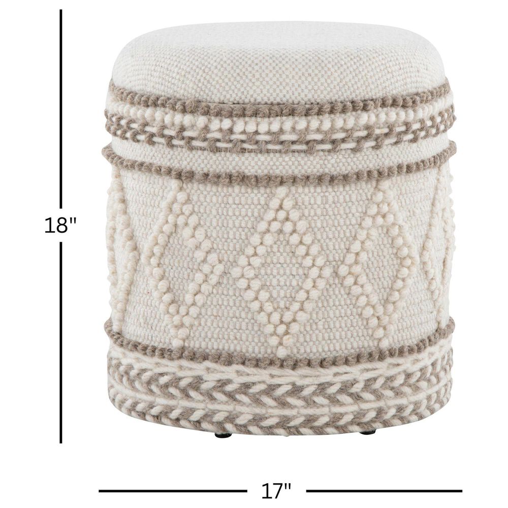 LumiSource Tahoe 18" Pom Pom Storage Ottoman in Beige, , large