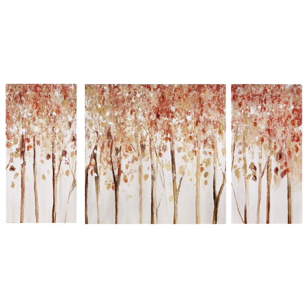 Hampton Park Autumn Forest 3-Piece Canvas Art in Red, , large