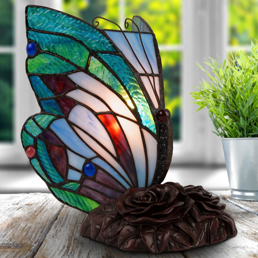 Timberlake 9" Tiffany Style Butterfly Lamp in Multicolor, , large