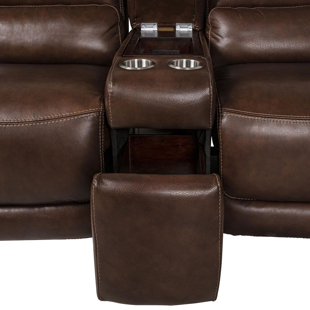 Sienna Designs 3-Piece Power Reclining Curved Sectional with Power Headrest in Brown, , large
