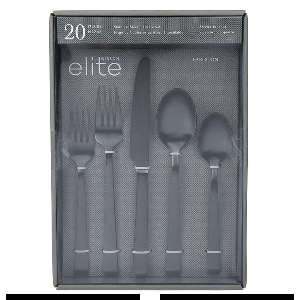 Gibson Home Earlston 20-Piece Stainless Steel Flatware Set in Black, , large