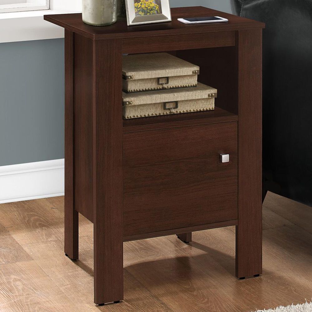 Monarch Specialties Storage Nightstand in Cherry, , large