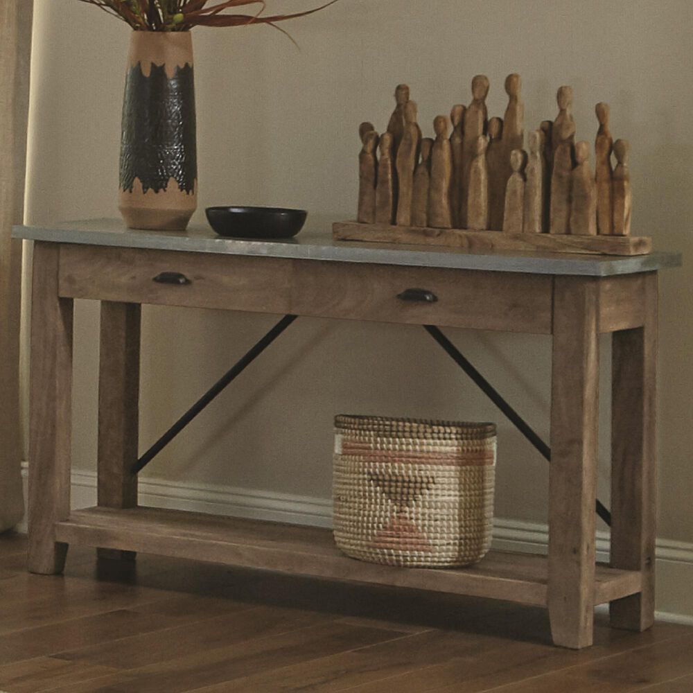 Bolton Furniture Millwork 50" Console/TV Table in Light Brown/Silver, , large