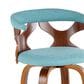 LumiSource Gardenia Swivel Fixed-Height Bar Stool with Teal Fabric Upholstery in Chrome and Walnut (Set of 2), , large
