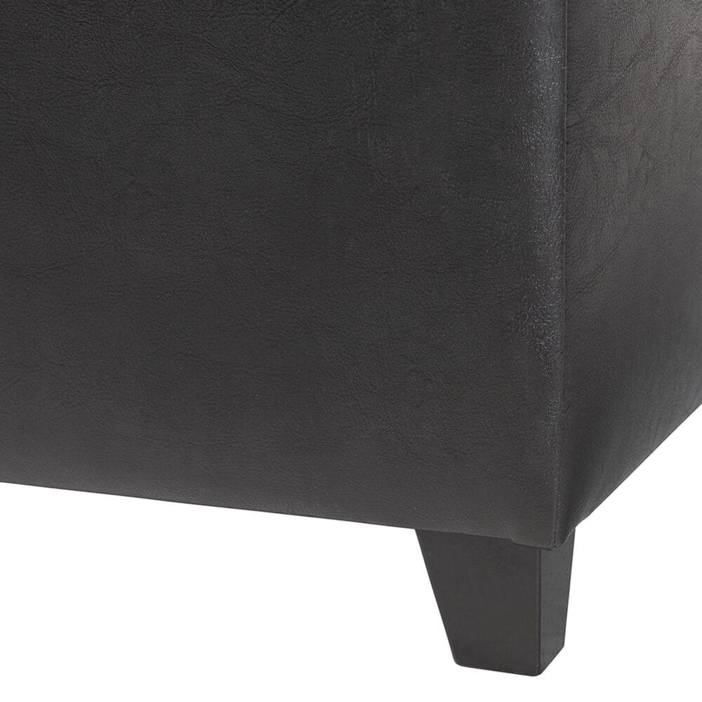 Baxton Studio Leather Cube Storage Ottoman in Black, , large