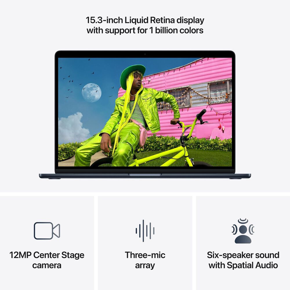 Apple 15" MacBook Air | Apple M5 chip - 10-Core CPU and 10-Core GPU - 16GB RAM - 1TB SSD in Midnight with 3-Year AppleCare+, , large