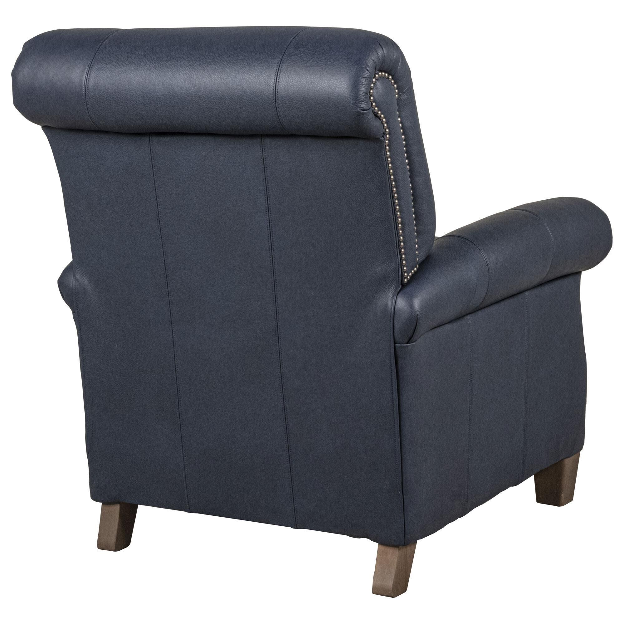 Dark blue sales leather recliner