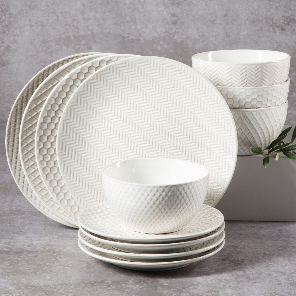 Gibson Overseas, Inc Earlhart 12-Piece Dinnerware Set in Cream, , large