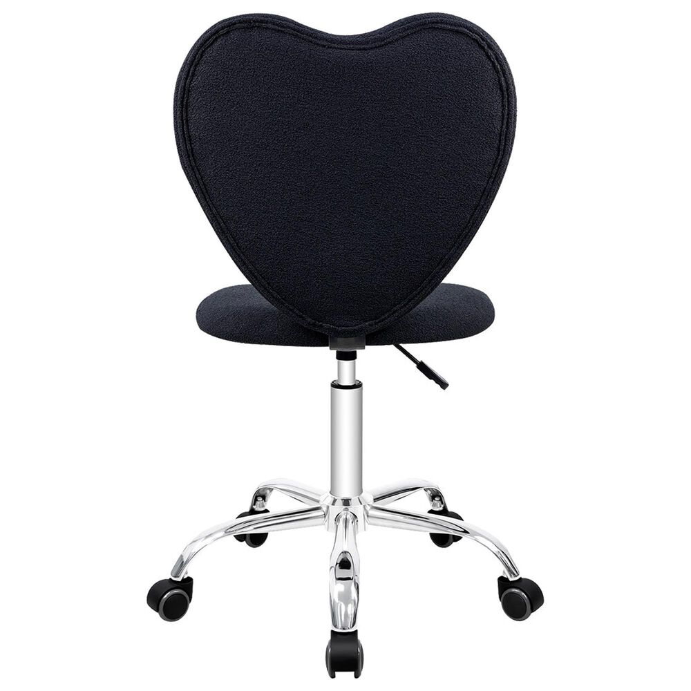 Impressions Vanity Heart Boucle Swivel Vanity Chair with Black Cushion in Matte Silver, , large
