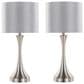 LumiSource Lenuxe 25" Metal Table Lamp with Grey Linen Shade in Brushed Nickel (Set of 2), , large