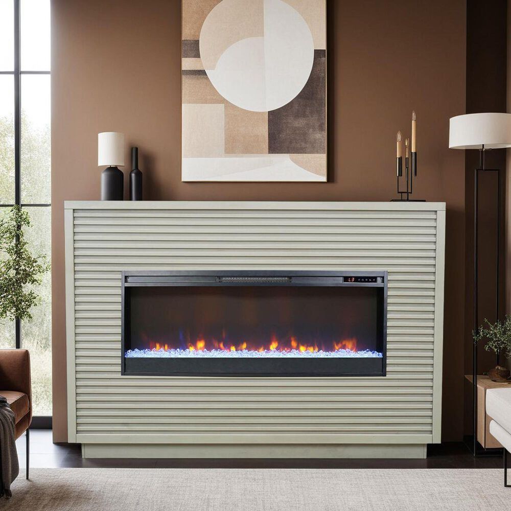 Legends Home Stardust Fireplace Mantel with Fireplace Insert in Sandstone, , large