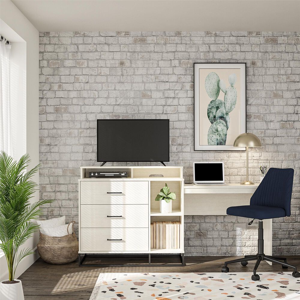 DHP Kelly 3 in 1 Media Dresser &amp; Desk in Ivory Oak, , large