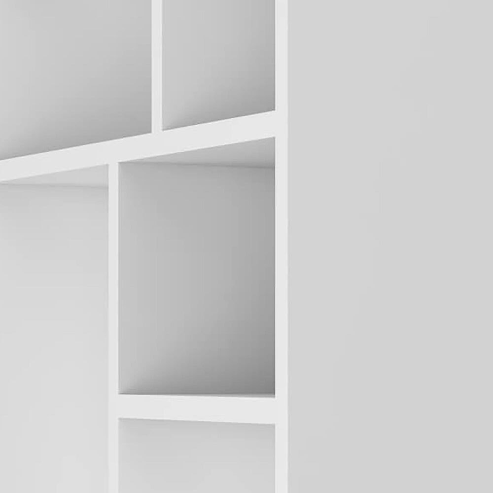 Dayton Warren 5-Shelf Bookcase in White/Black Feet, , large