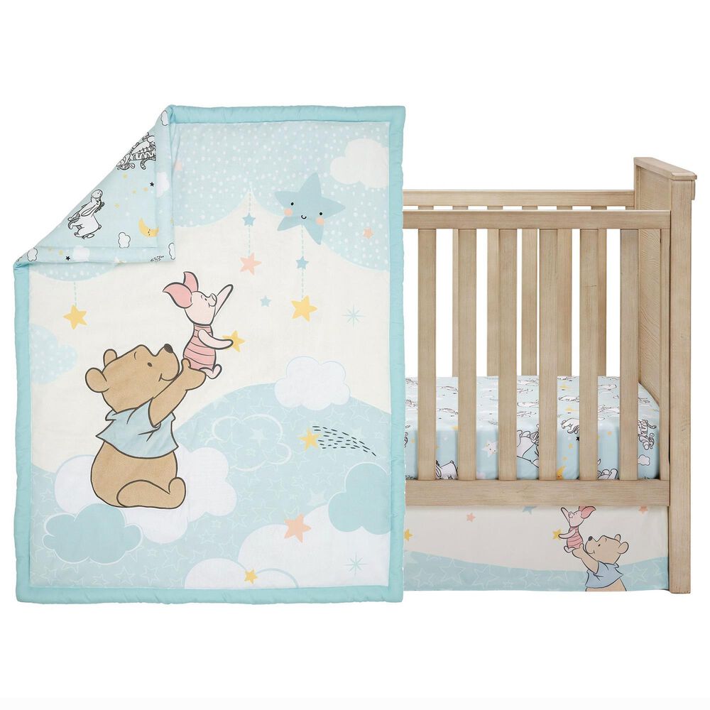 Lambs and Ivy Starlight Pooh 3-Piece Crib Bedding Set in Blue, Brown and Yellow, , large