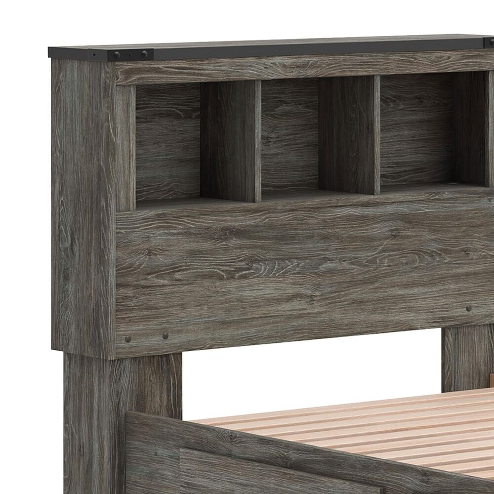 Ashley Frandern Twin Bookcase Bed with Storage in Warm Gray, , large