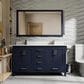 Lexora Home Jacques 60" Double Bathroom Vanity in Navy Blue with 2 cm White Quartz Top and Rectangular Sinks, , large