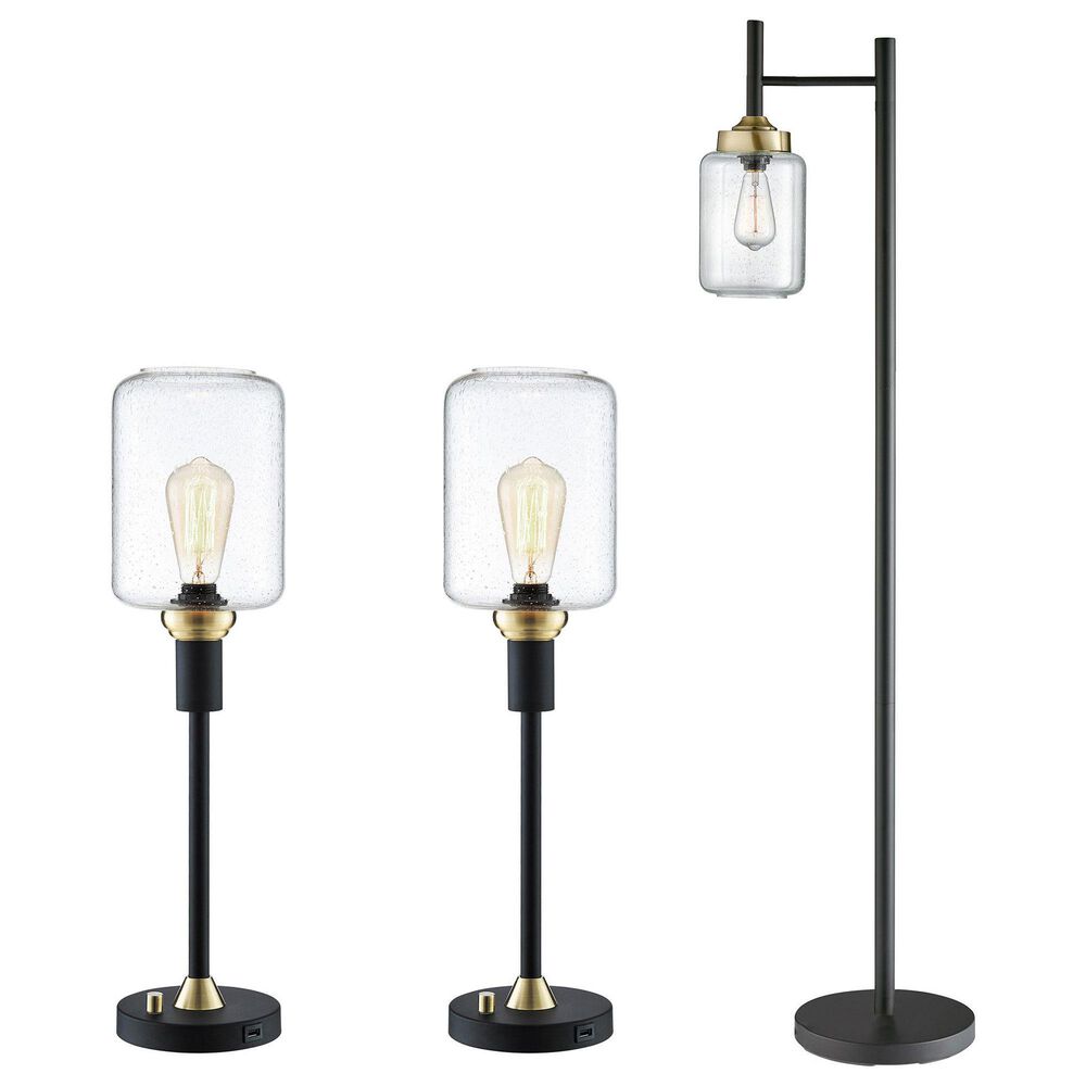 Lite Source Luken 3-Piece Lamp Set in Black, , large
