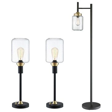 Lite Source Luken 3-Piece Lamp Set in Black, , large