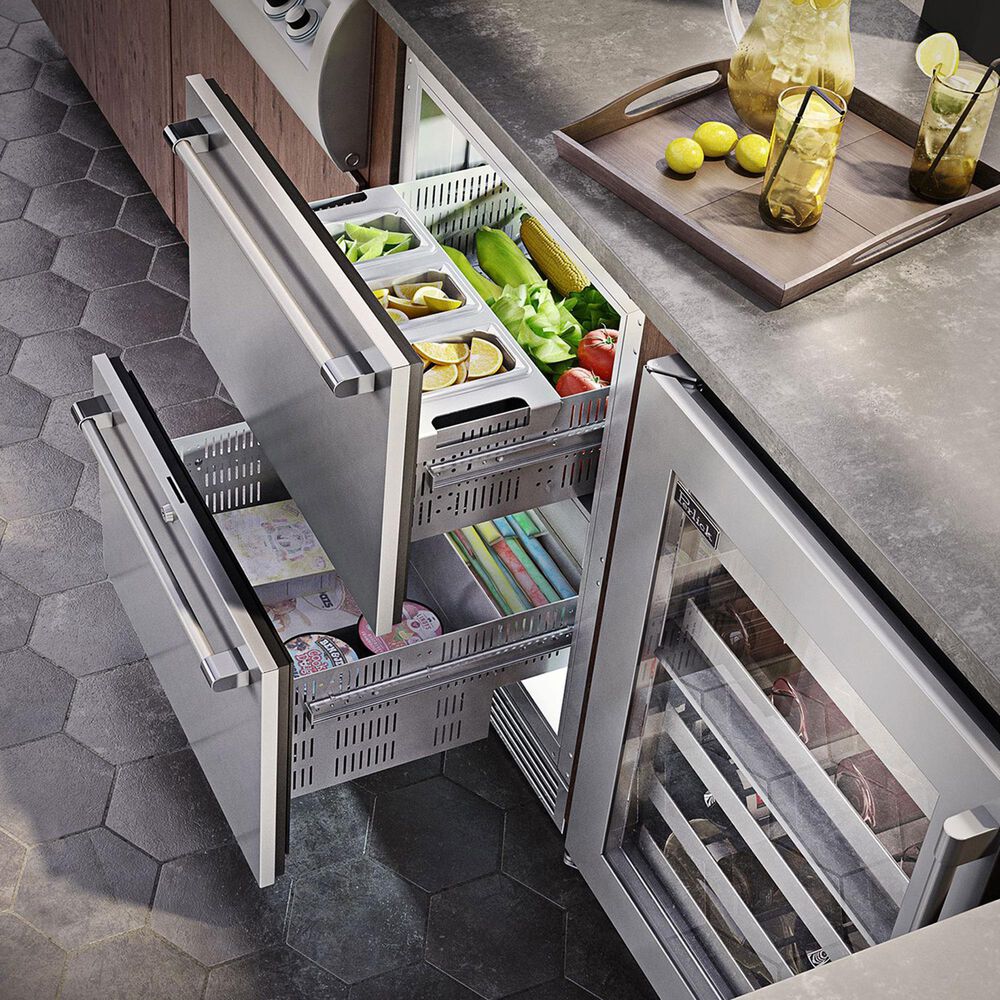 Perlick Signature Outdoor Series 4.8 Cu. Ft. Dual Zone Refrigerator and Freezer Drawers in Stainless Steel, , large