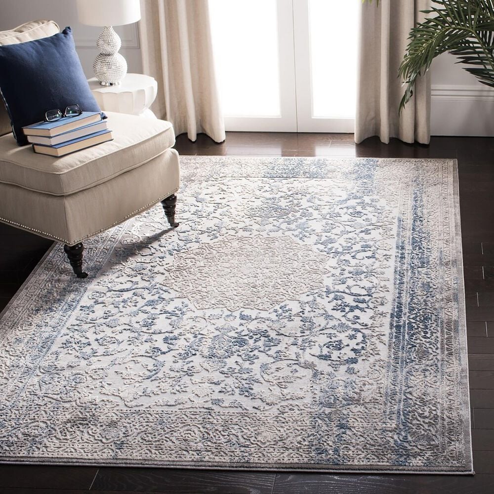 Safavieh Invista Traditional 5&#39;3&quot; x 7&#39;6&quot; Grey and Blue Area Rug, , large