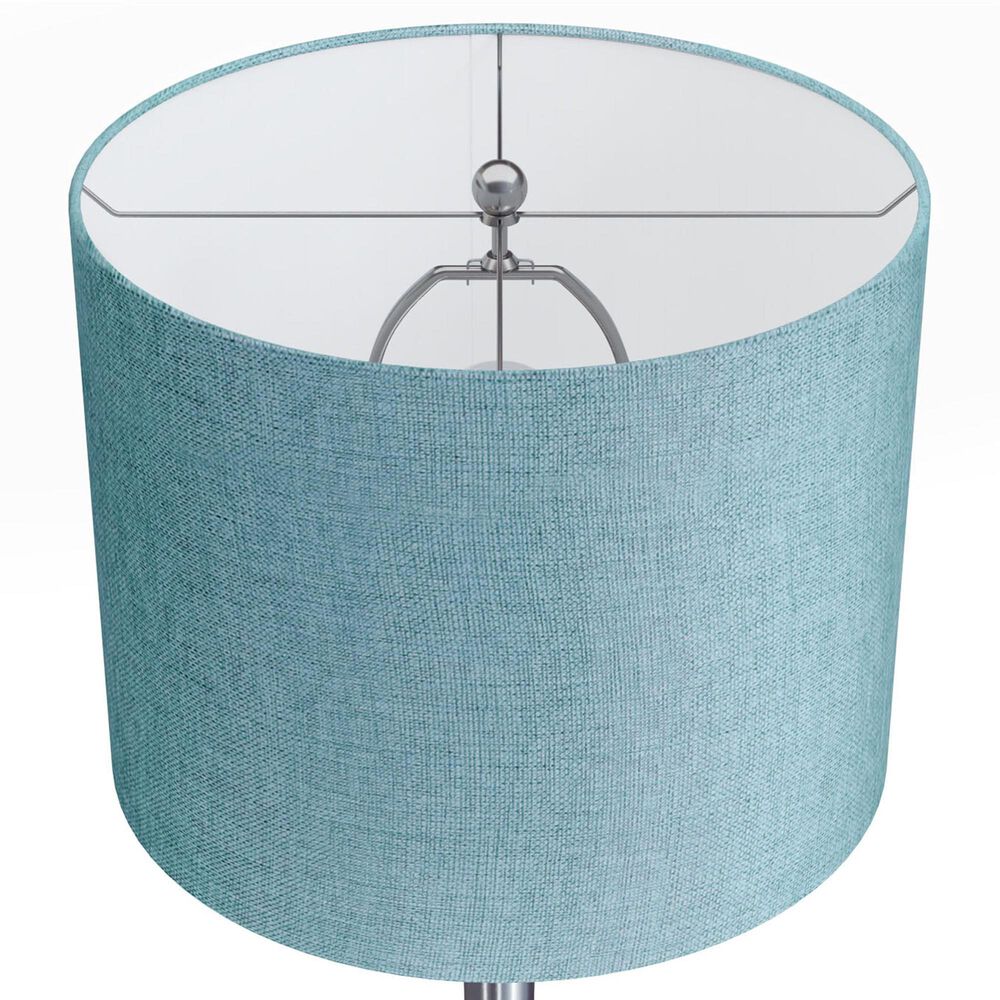 LumiSource Lenuxe 24" Metal Table Lamp with Turquoise Linen Shade in Brushed Nickel (Set of 2), , large