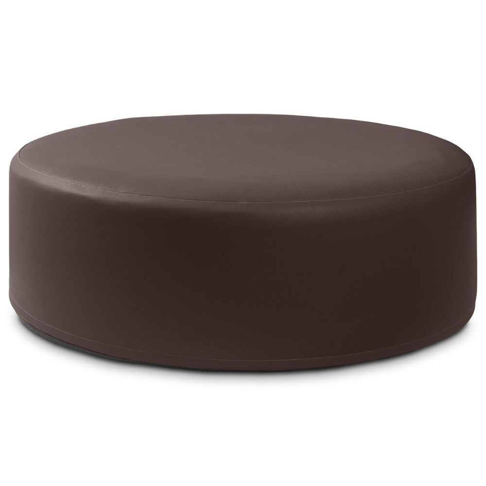 Jaxx Candler Round Ottoman in Chocolate, , large