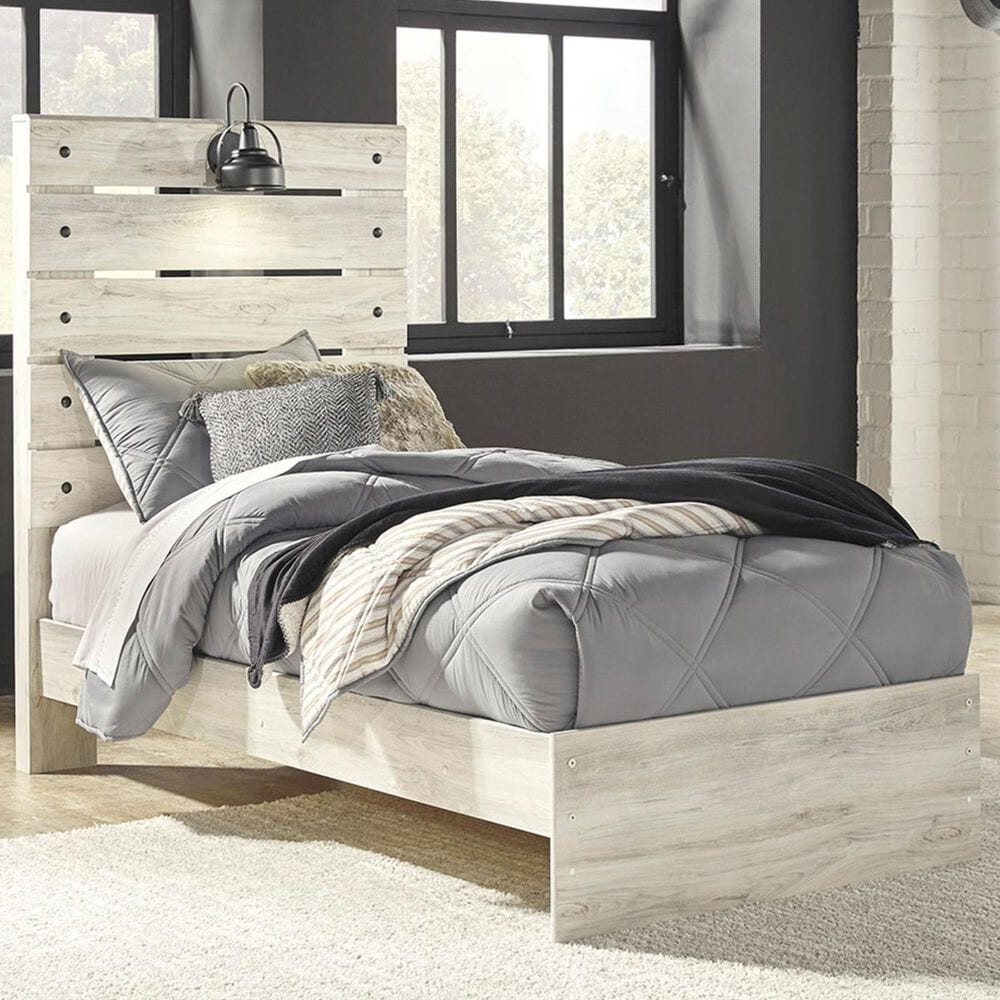 Ashley Cambeck Twin Panel Bed in Whitewash with Lighting, , large