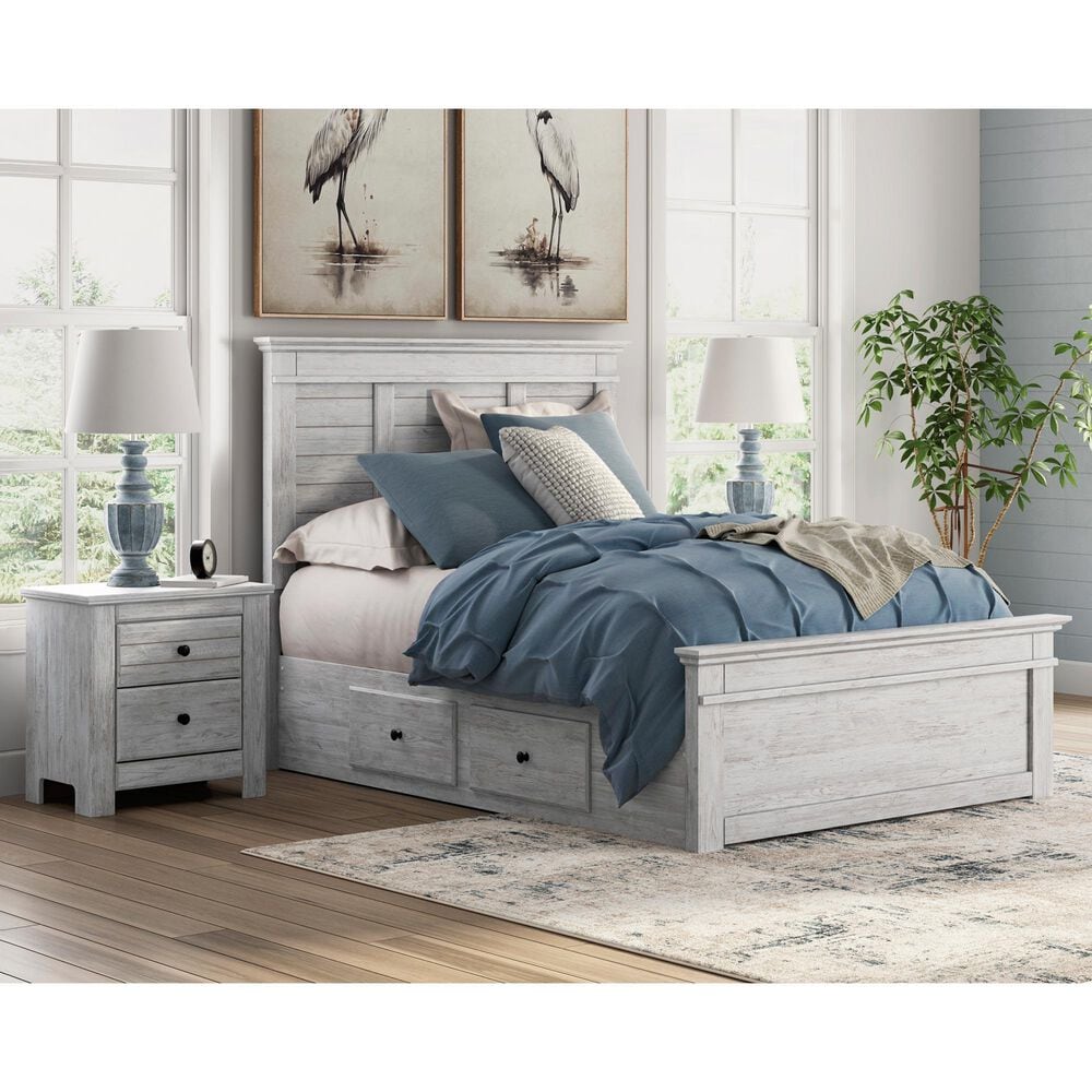 Ashley Makidern 2 Piece Full Storage Bedroom Set with Four Drawers in Whitewash, , large