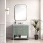 James Martin Vanities Breckenridge 36" Single Bathroom Vanity in Smokey Celadon with 3 cm Carrara White Marble Top and Rectangular Sink, , large