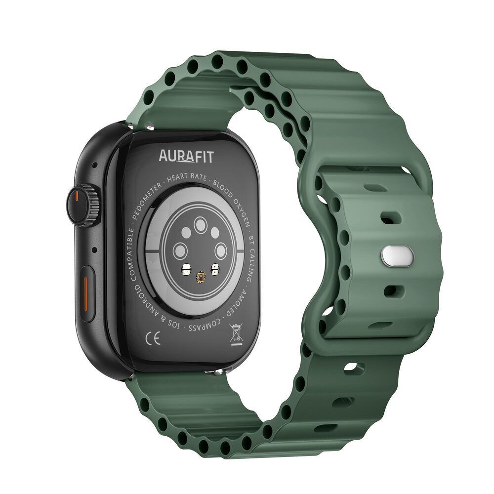 AuraFit Flex 3 Smartwatch in Black &amp; Green, , large