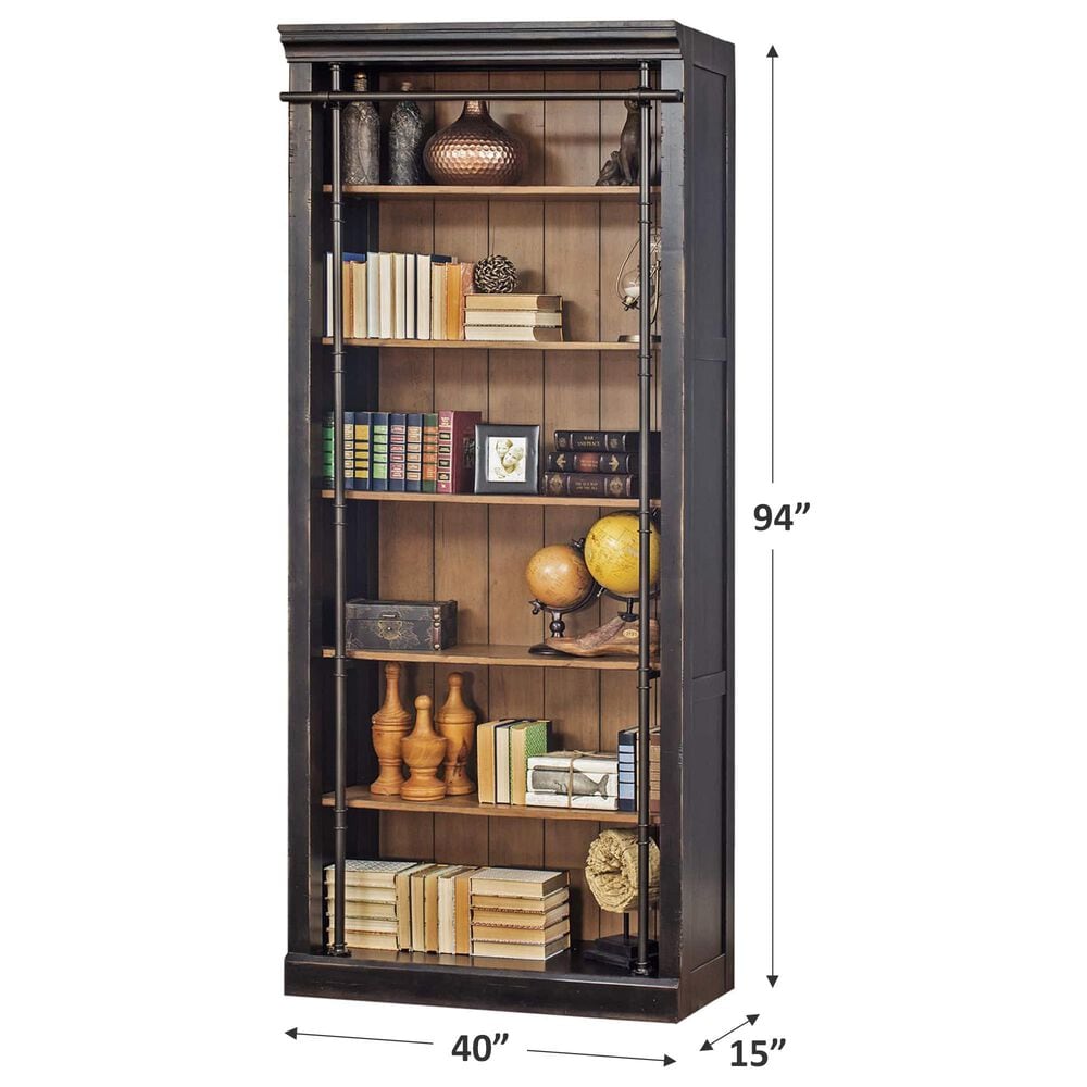 Wycliff Bay Toulouse 94&quot; Bookcase in Aged Ebony and Warm Honey, , large