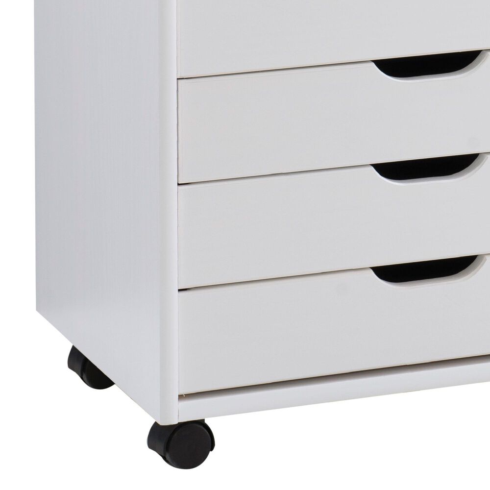 Linon Home Decor Cary 6-Drawer Wide Rolling Cart in White Wash, , large