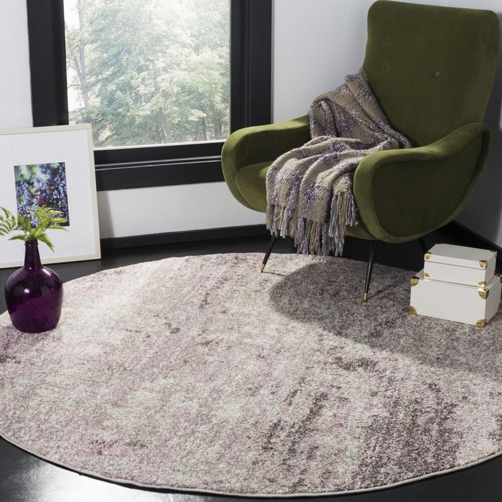 Safavieh Adirondack ADR130M 4&#39; Round Light Grey and Purple Area Rug, , large