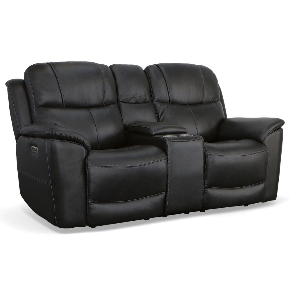 Flexsteel Crew 3-Piece Power Reclining Living Room Set in Raven Black, , large