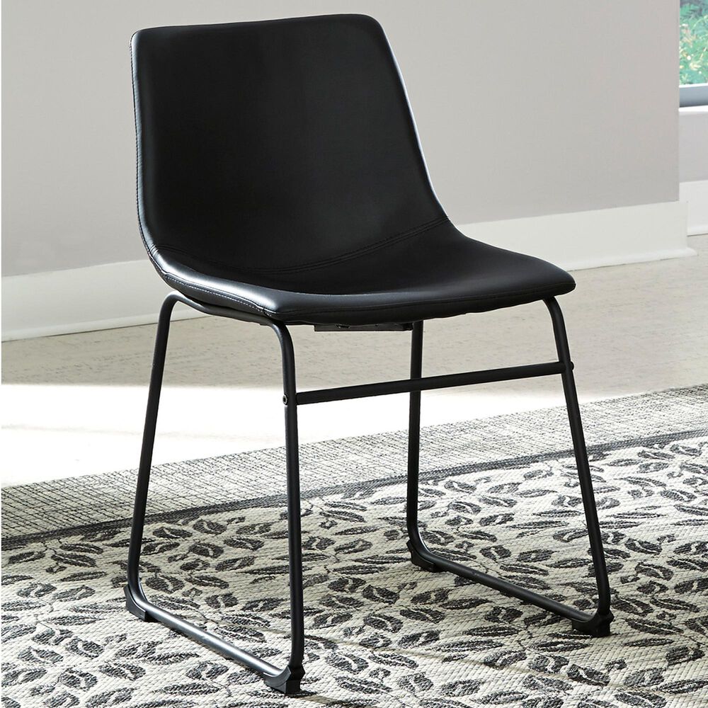 Ashley Centiar Dining Side Chair in Black Faux Leather, , large