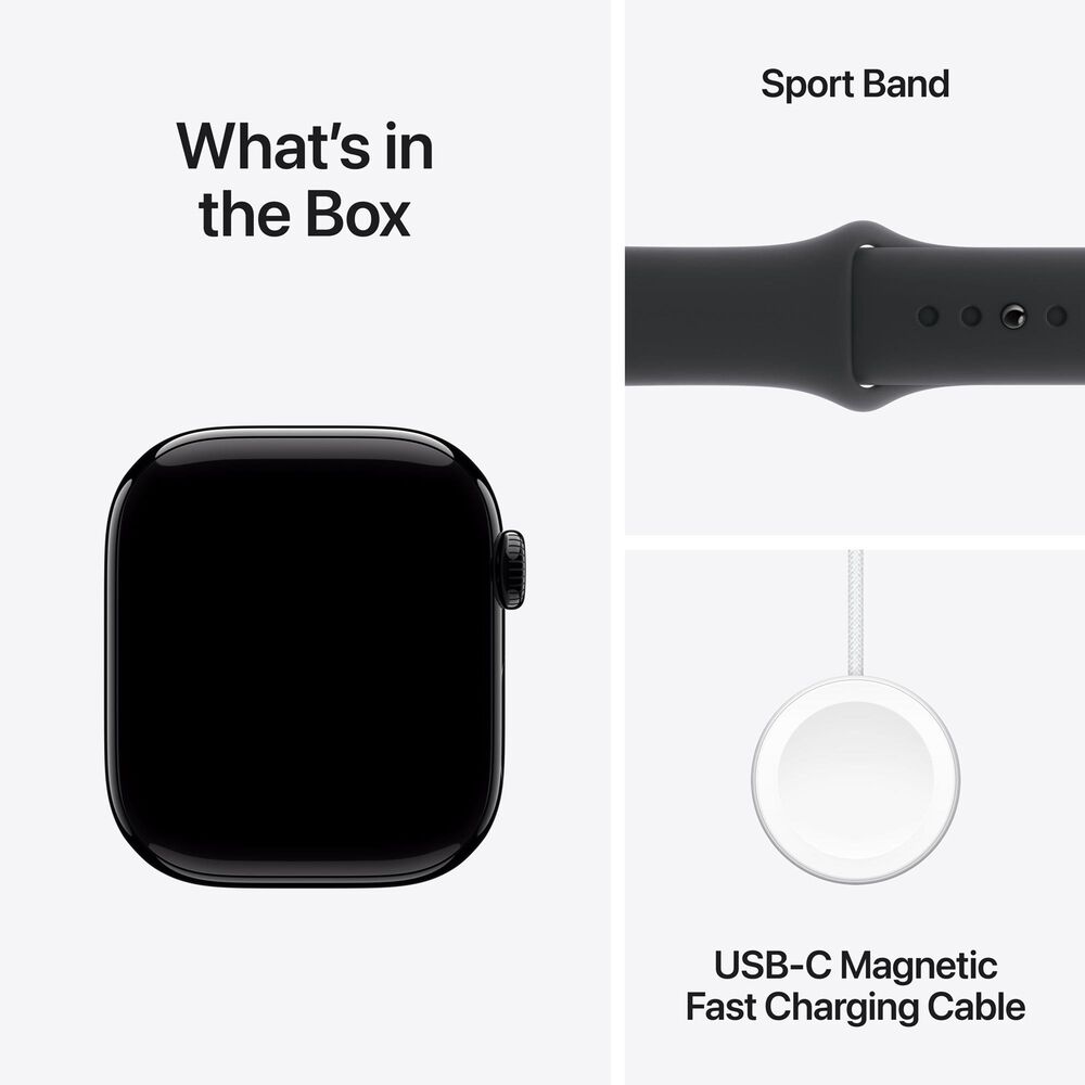 Apple Watch Series 10 GPS + Cellular 42mm Jet Black Aluminum Case with Black Sport Band - M/L, , large