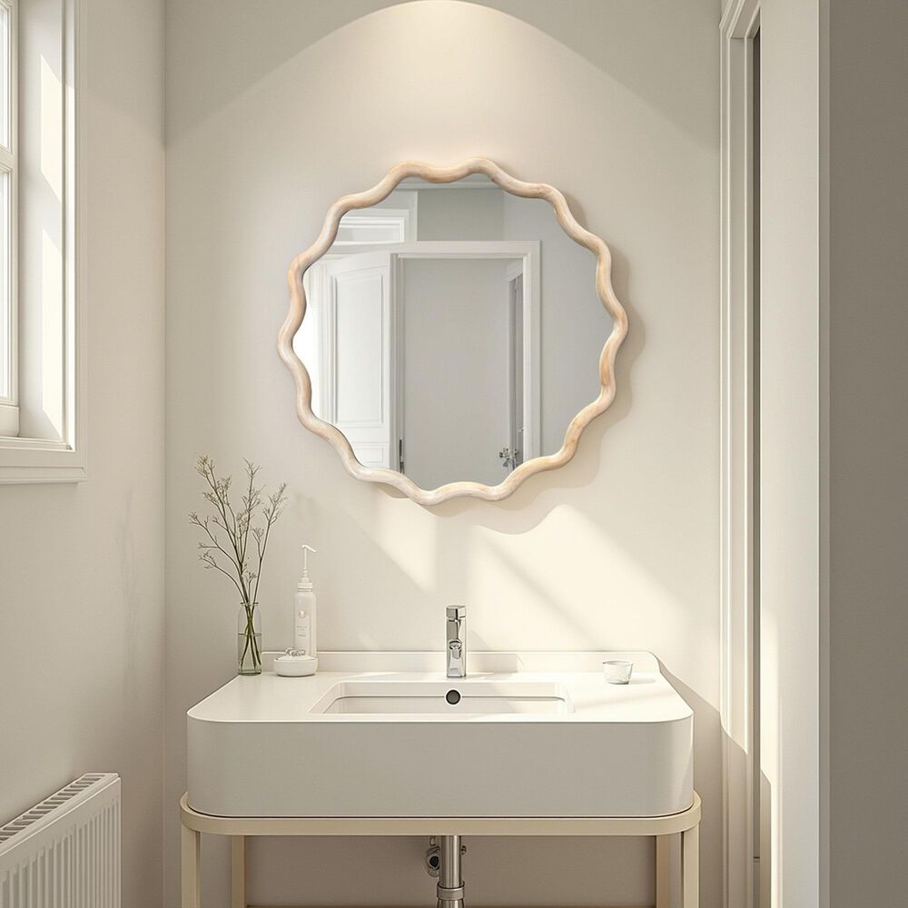 Howard Elliott Pine Ripples Round Mirror in Light Natural, , large