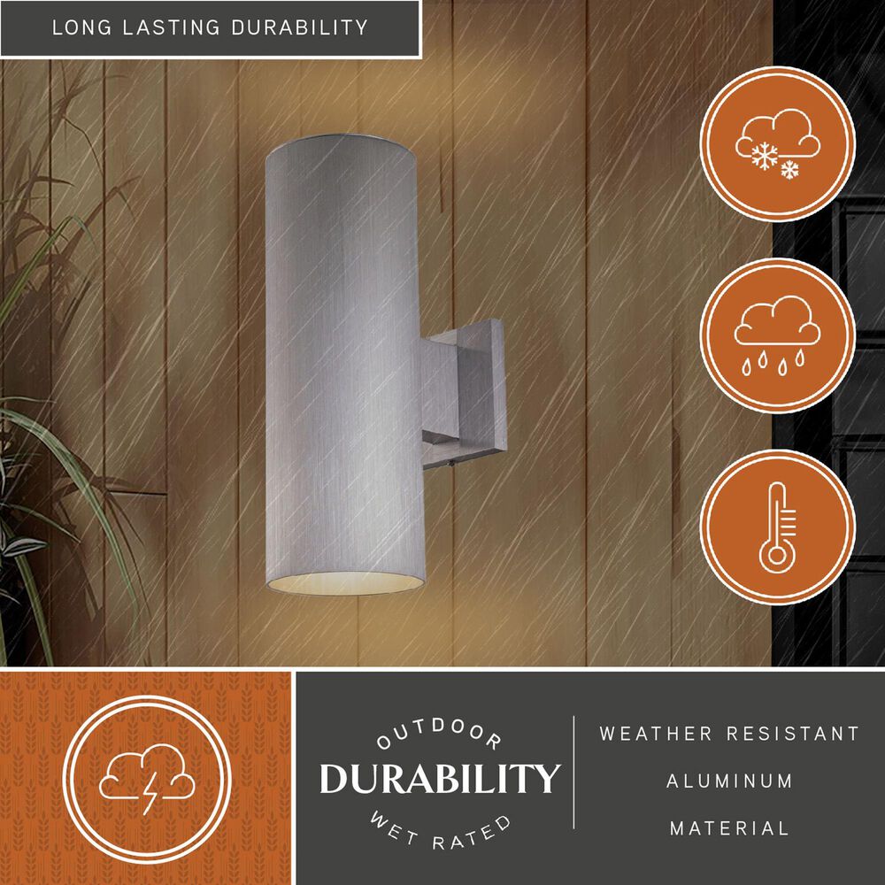 Vaxcel Chiasso 14.25" 2-Light Outdoor Wall Sconce in Satin Aluminum, , large