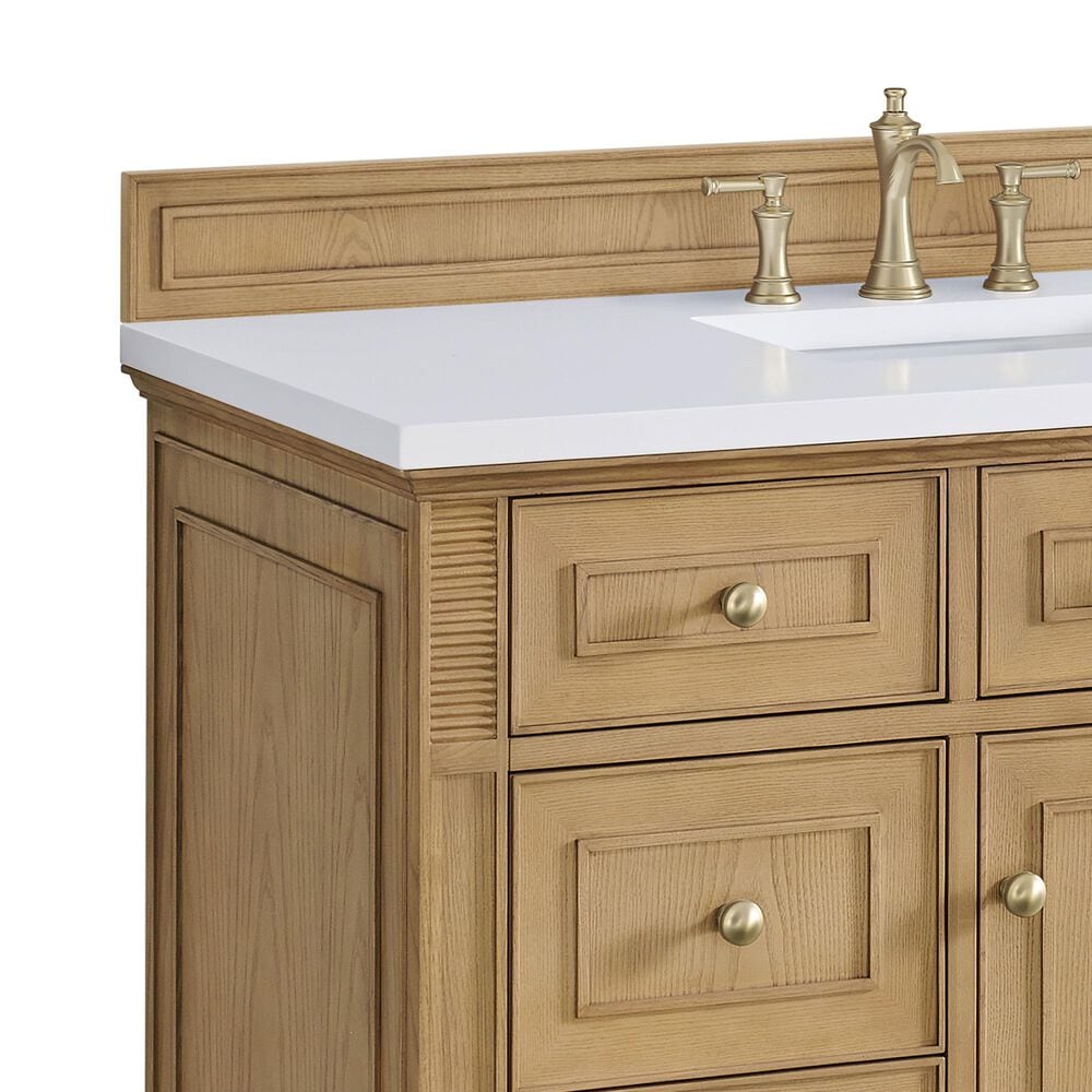 James Martin Vanities Lorelai 48&quot; Single Vanity in Light Natural Oak with 3 cm White Zeus Quartz Top, , large