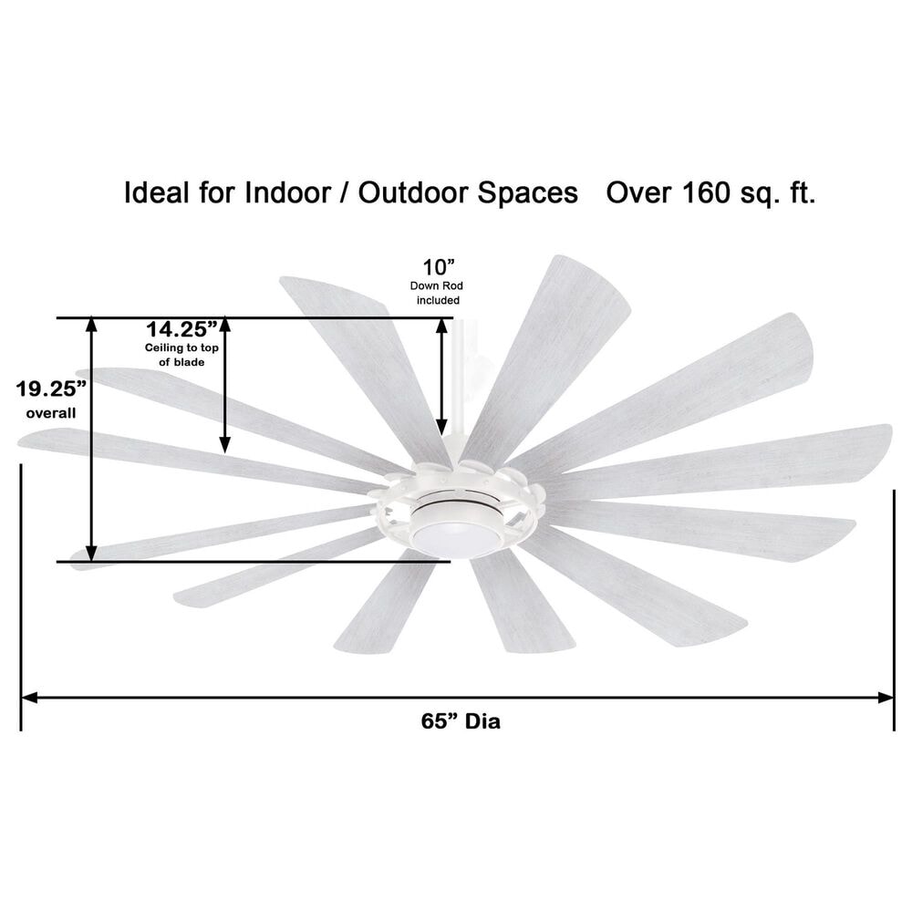 Minka-Aire Windmolen 65" Indoor/Outdoor Smart Ceiling Fan with LED Light in Textured White, , large