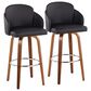 LumiSource Dahlia Swivel Bar Stool with Black Upholstery in Walnut and Chrome (Set of 2), , large