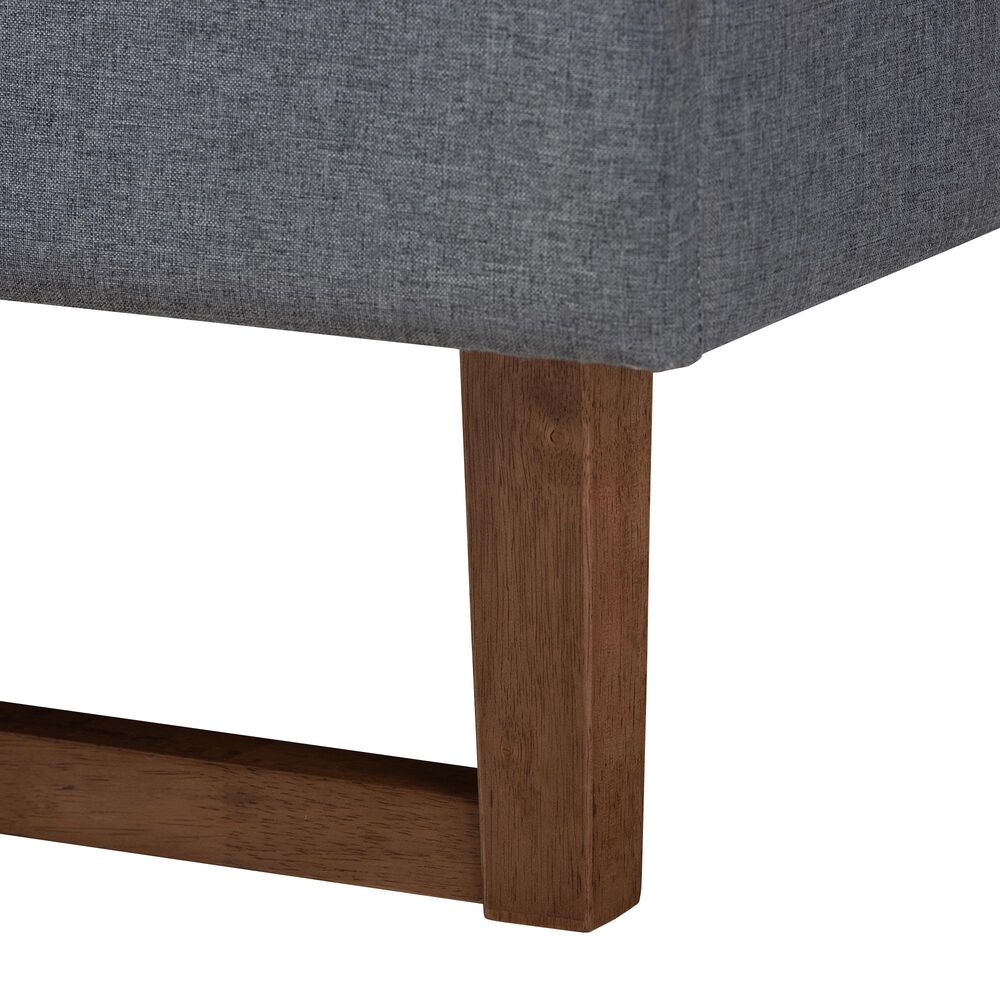 Baxton Studio Liliya Queen Platform Bed Frame with Dark Grey Upholstered in Walnut Brown, , large