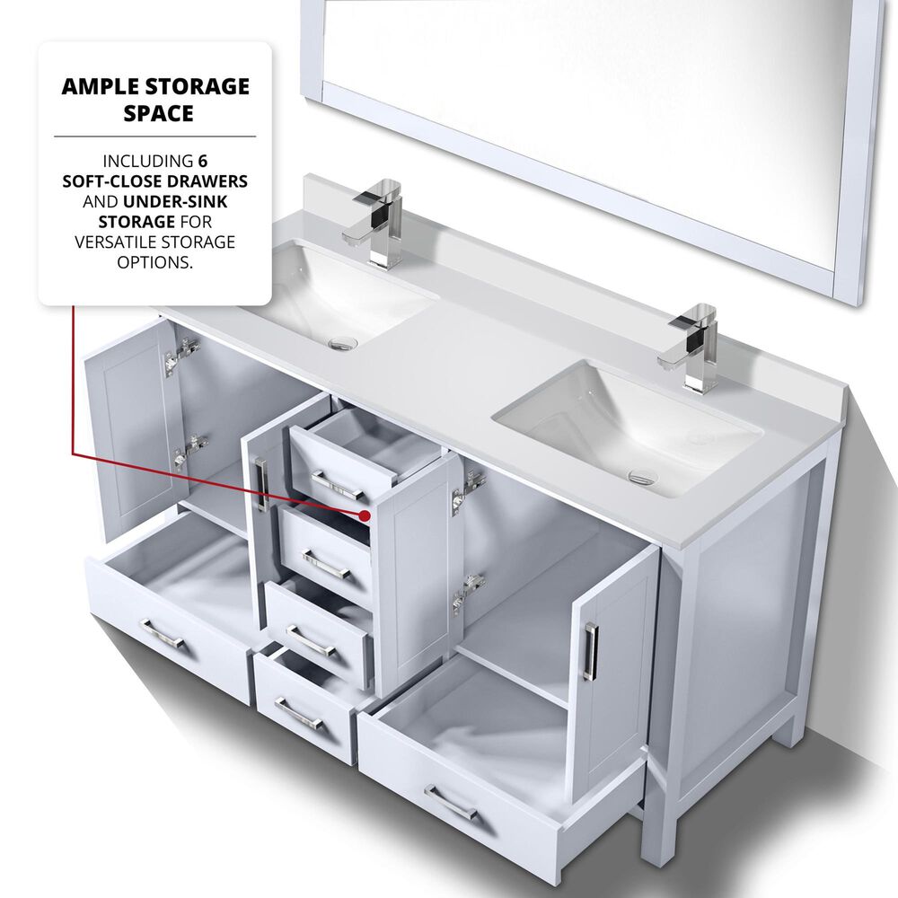 Lexora Home Jacques 60&quot; Double Bathroom Vanity Cabinet Only in Dark Grey and 58&quot; Mirror, , large