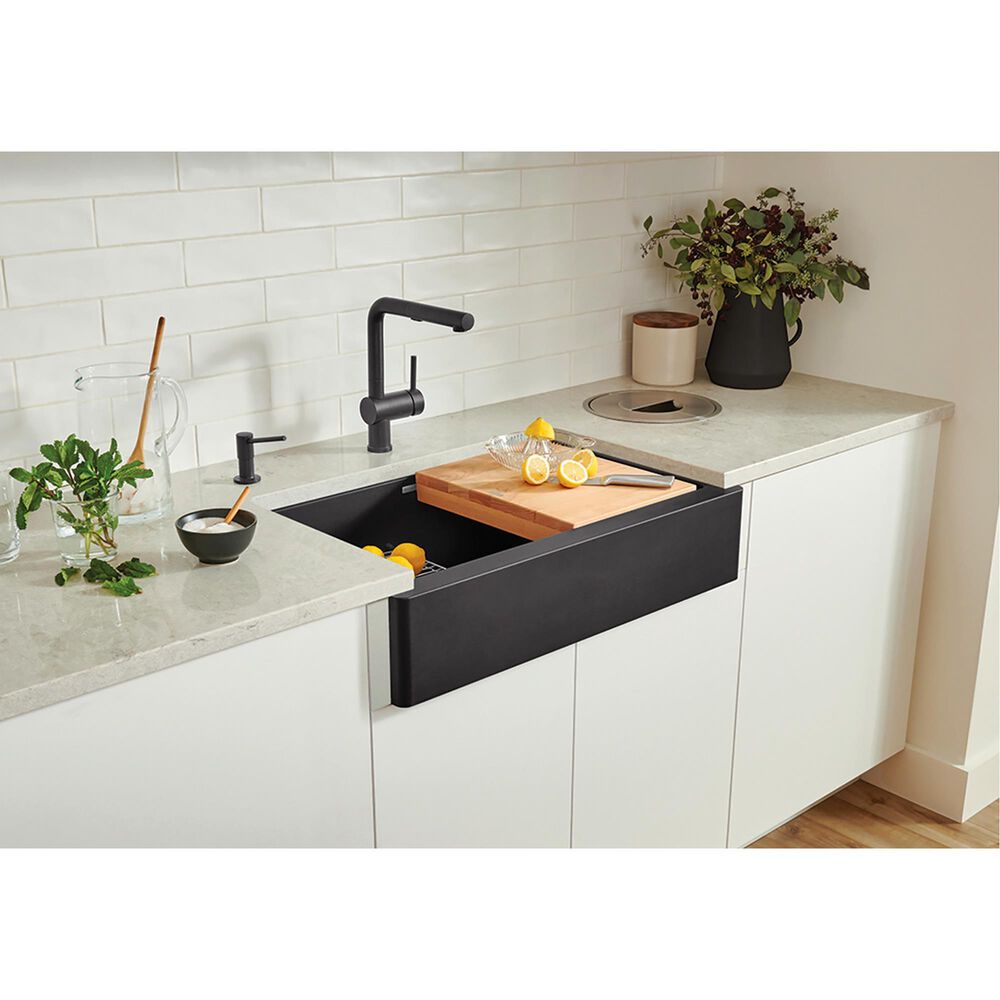 Blanco Vintera 30&quot; Super Single Apron Farmhouse Sink in Coal Black, , large