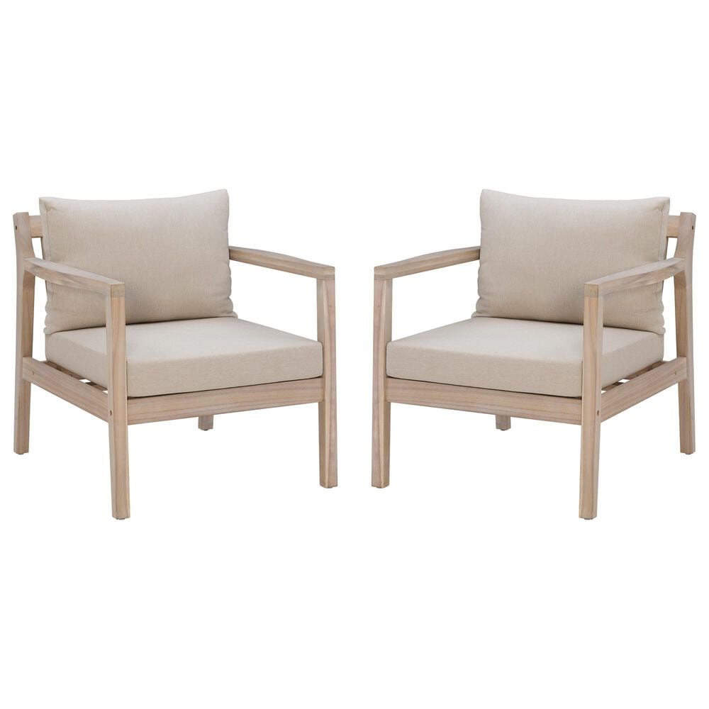 Linon Home Decor Teagon Patio Arm Chair in Beige (Set of 2), , large