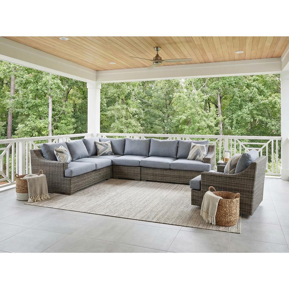 Summit Home Nantucker Bay Swivel Chair in Double Duck Washed Denim, , large