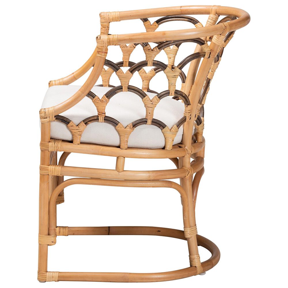 Baxton Studio Aster Rattan Arm Chair in White, , large
