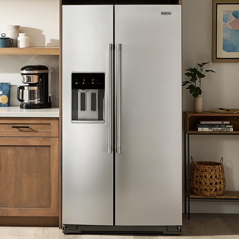 Maytag 28.7 Cu. Ft. Wide Full-Depth Side-by-Side Refrigerator in Fingerprint Resistant Stainless, , large