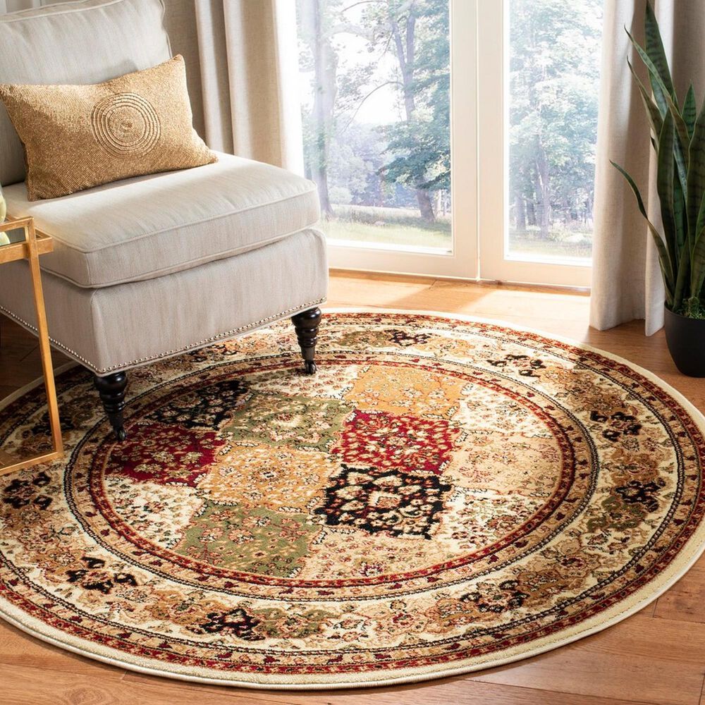 Safavieh Lyndhurst LNH221 8&#39; Round Multicolor and Ivory Area Rug, , large