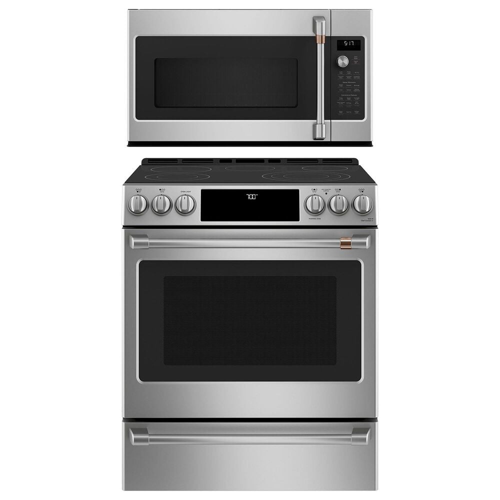 Cafe 2-Piece Kitchen Package with 30" Slide-In Range and 1.7 Cu. Ft. Microwave Oven in Stainless Steel, , large
